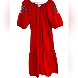 Adonna leisurewear red nautical themed duster house dress women, no size tag